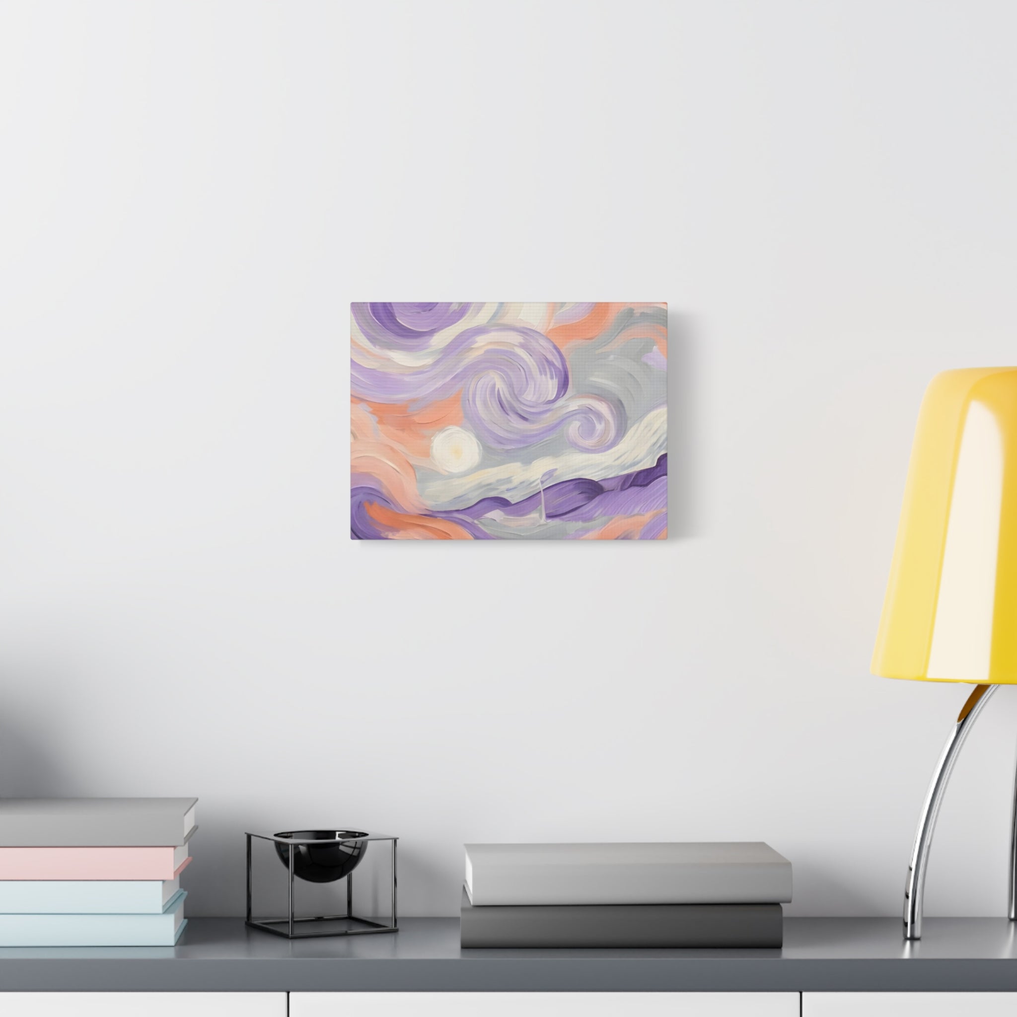 Abstract Swirl Canvas Art – Lavender & Peach Matte Stretched Canvas
