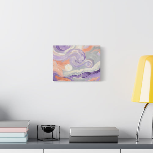 Abstract Swirl Canvas Art – Lavender & Peach Matte Stretched Canvas