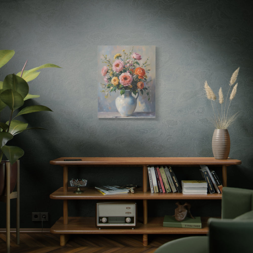 Wandbild „Bunte Rosen im Krug“ – Leinwand 