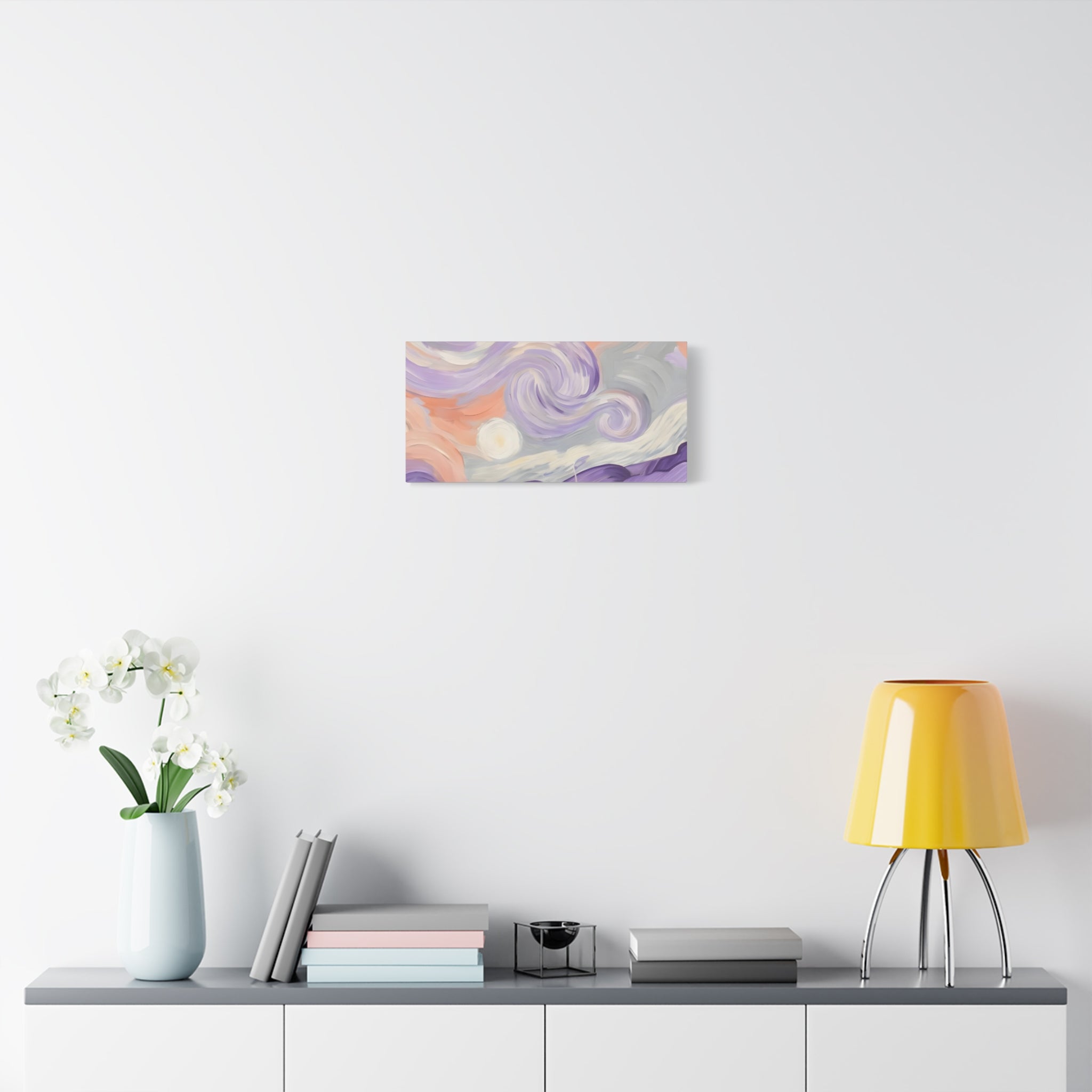 Abstract Swirl Canvas Art – Lavender & Peach Matte Stretched Canvas