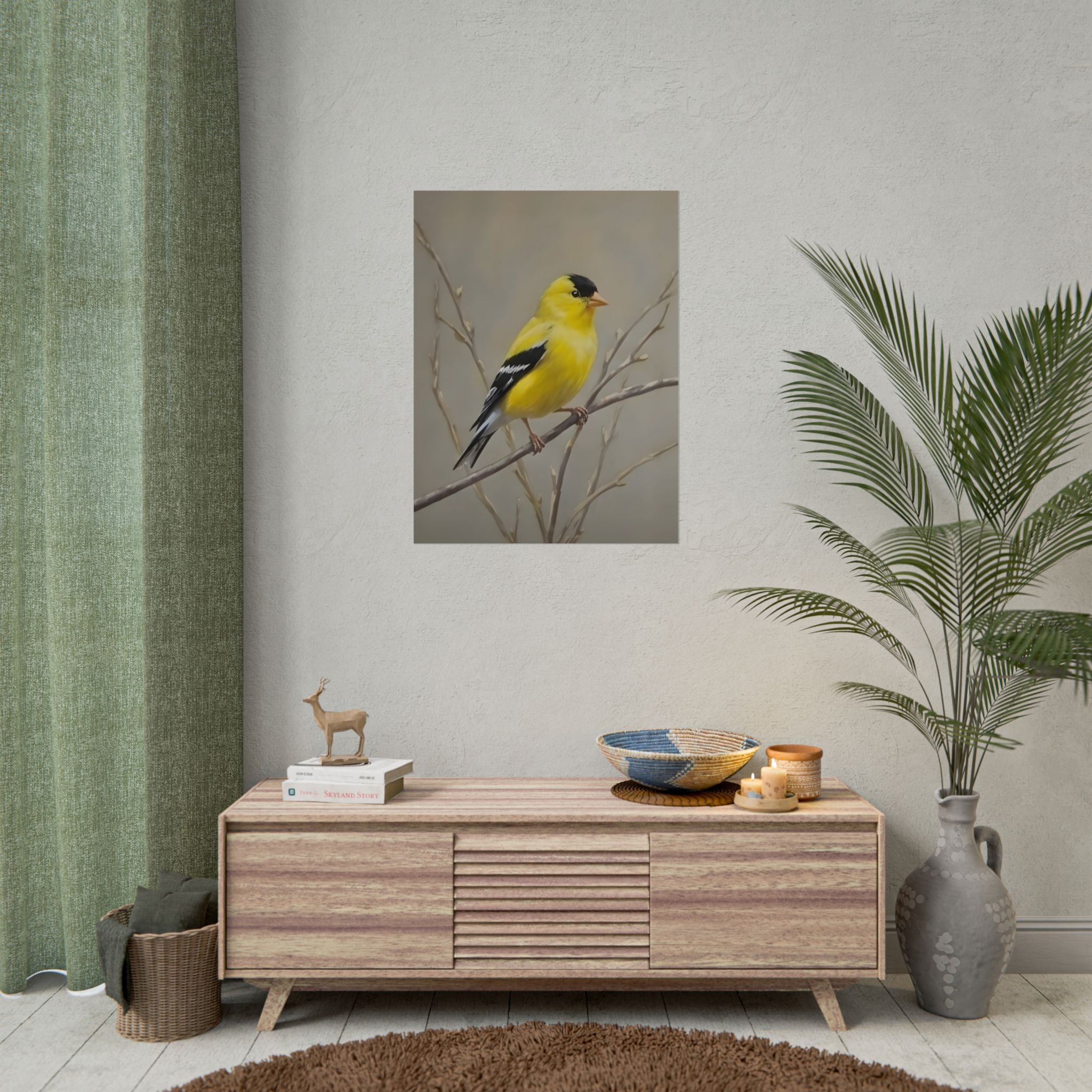 Goldfinch Art Poster - Yellow Songbird Print for Nature Lovers