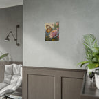 Wandbild mit Schmetterling auf rosa Rose - Poster 