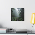 Misty Forest Path  Stretched Wall Art - Canvas Print