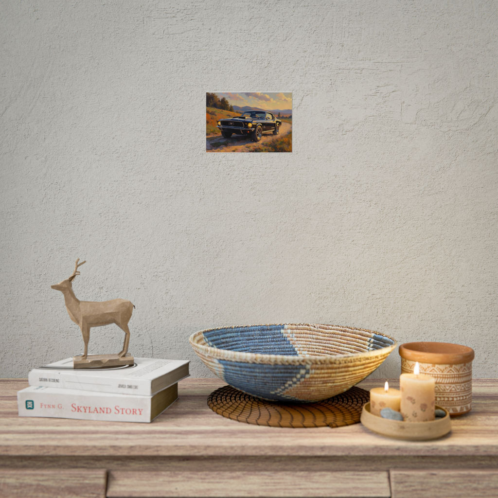 Vintage Mustang Sunset Wall Art - Classic Muscle Car - Poster