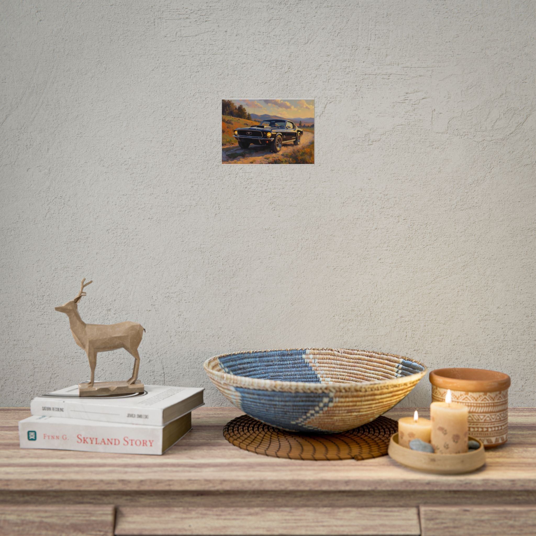 Vintage Mustang Sunset Muurdecoratie - Klassieke Muscle Car - Poster 