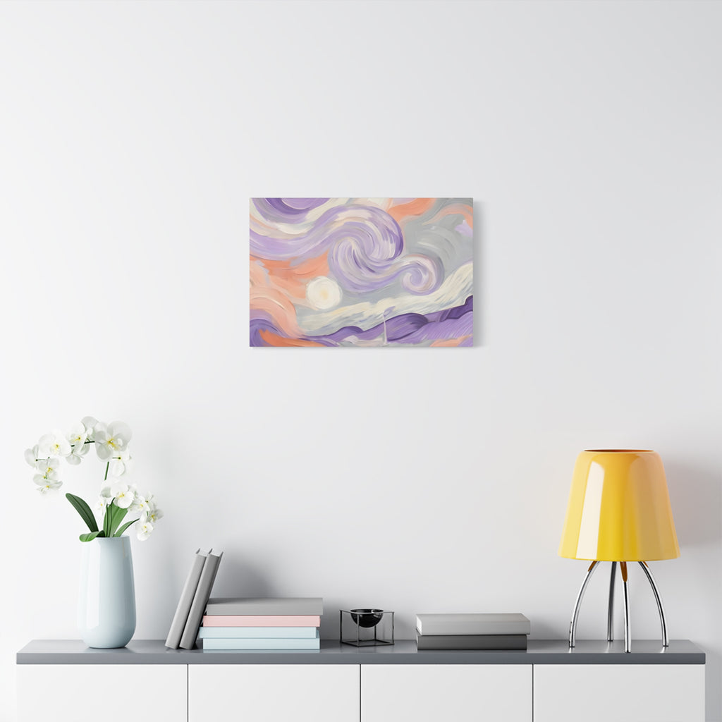 Abstract Swirl Canvas Art – Lavender & Peach Matte Stretched Canvas