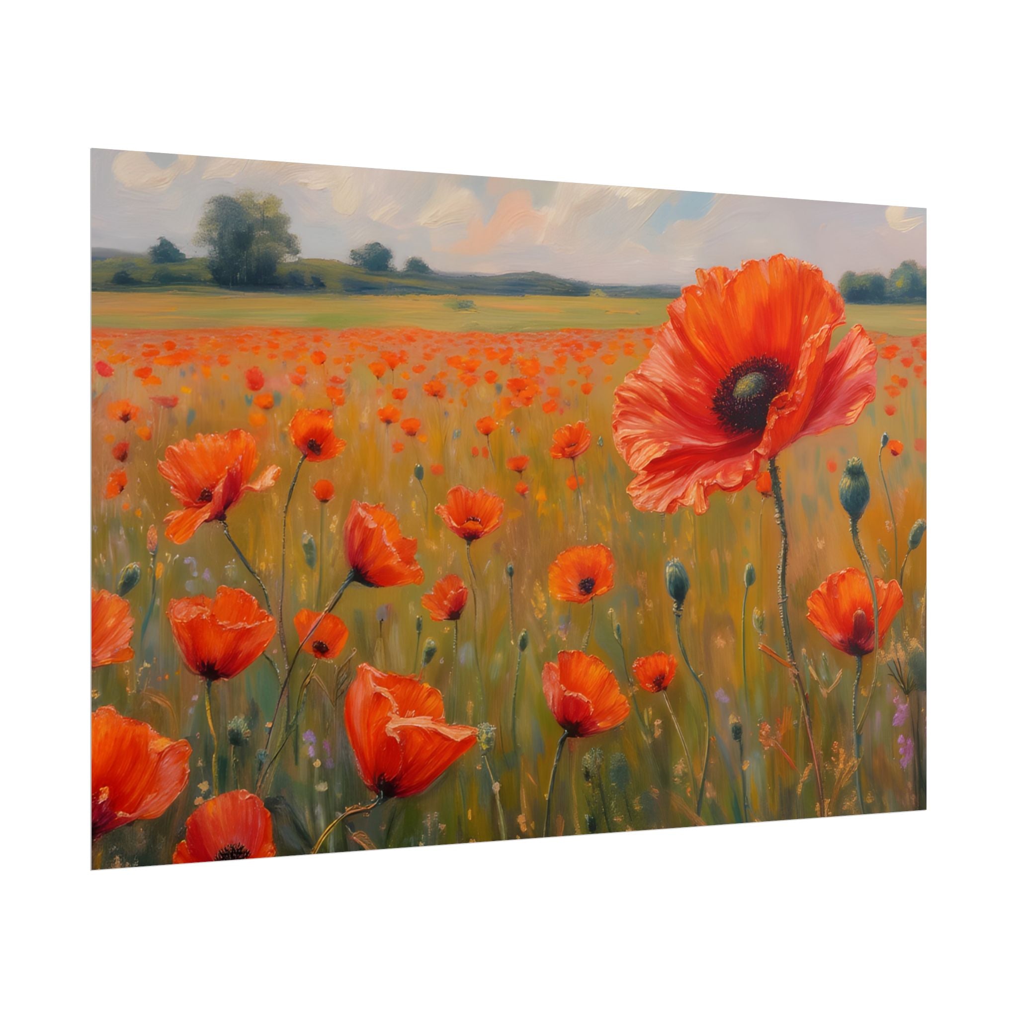 Poppy Field Art Poster - Rolled Floral Wall Print for Home & Office