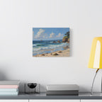 Seaside Beach Canvas Print — Coastal Landscape Matte Stretched Wall Art