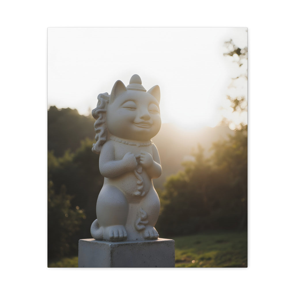 Sunlit Lucky Cat Wall Art - Stretched Canvas