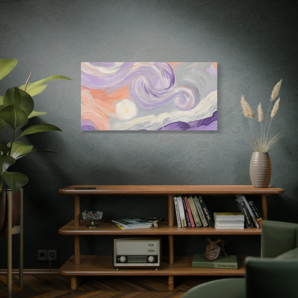 Abstract Swirl Canvas Art – Lavender & Peach Matte Stretched Canvas