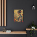 Asiatische Blumen-Dame, matte Leinwand-Wandkunst