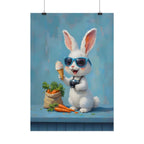 Blue Bunny Poster - Cute Sunglasses Rabbit Rolled Art Print