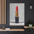 Red Lipstick Canvas Art — Cosmetic Pop Still Life Wall Decor