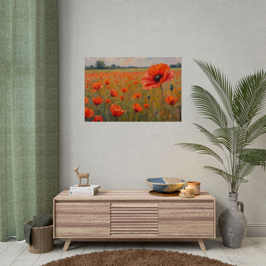 Poppy Field Art Poster - Rolled Floral Wall Print for Home & Office