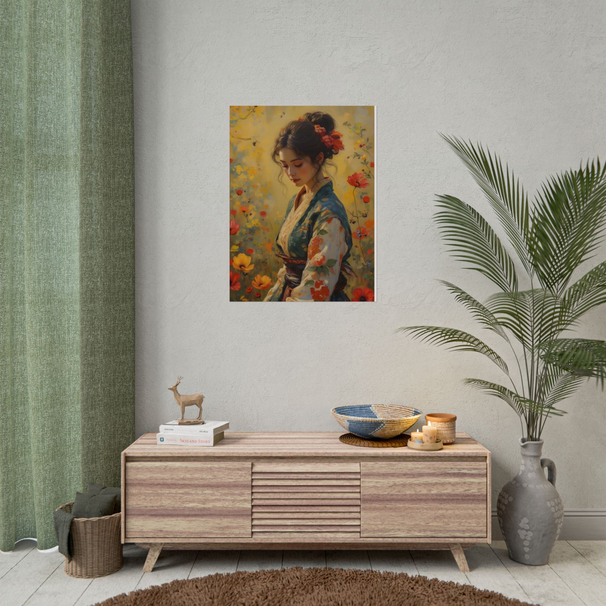 Asian Floral Lady Wall Art - Poster