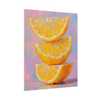 Citroenschijfjes - Muurdecoratie met gestapelde citroenen - Opgespannen poster 
