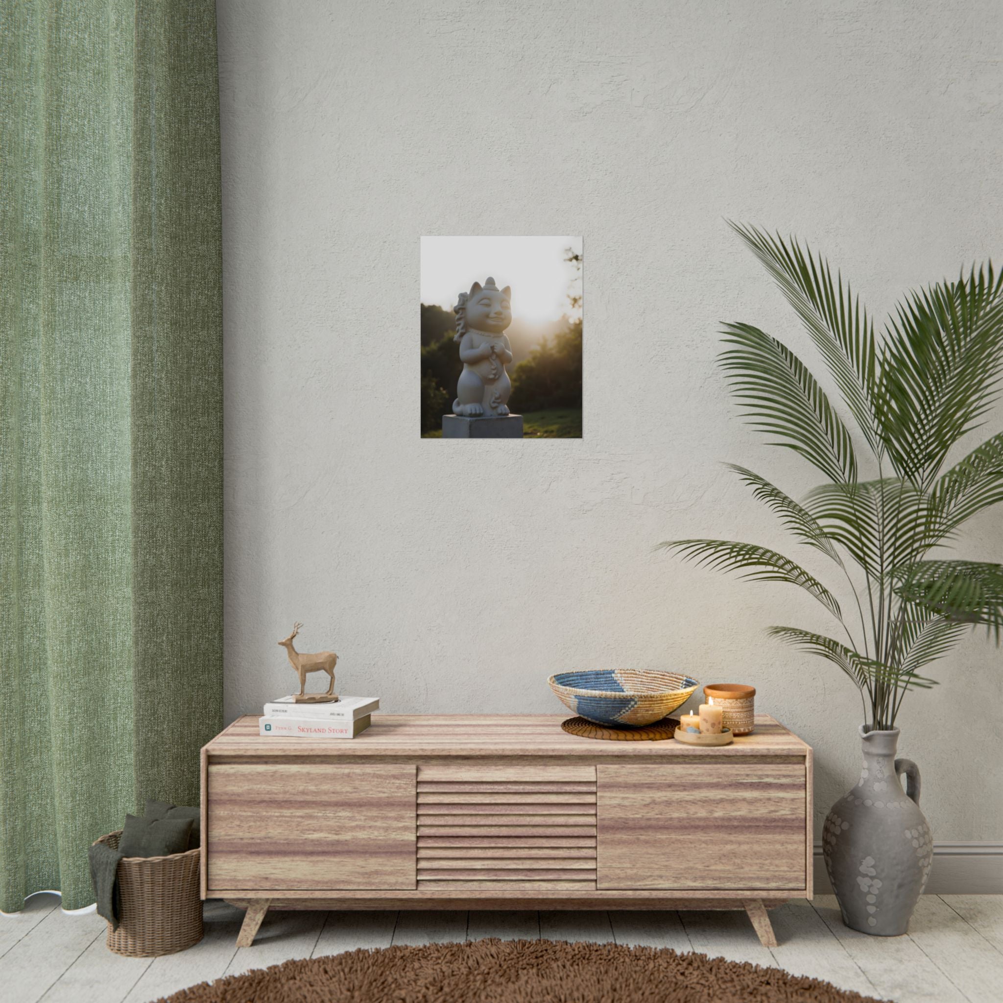 Zonovergoten gelukskat muurdecoratie - Poster 