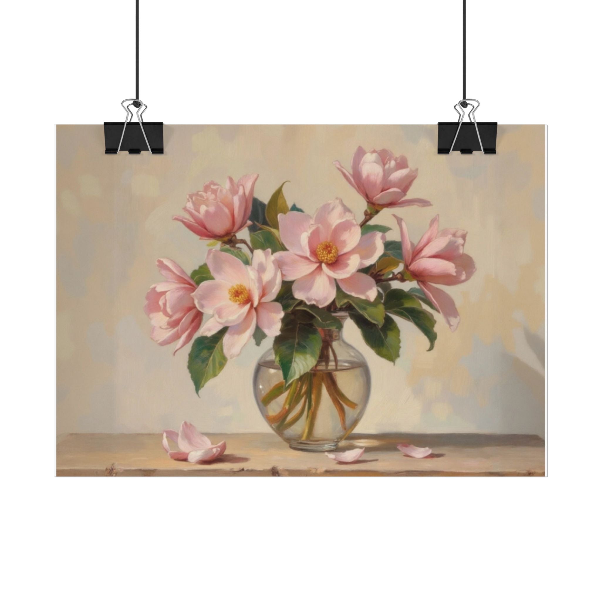 Rolled Poster - Pink Peonies Floral Print Vase Wall Art