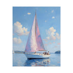 Zeilboot op kalm water met roze accenten - Poster 