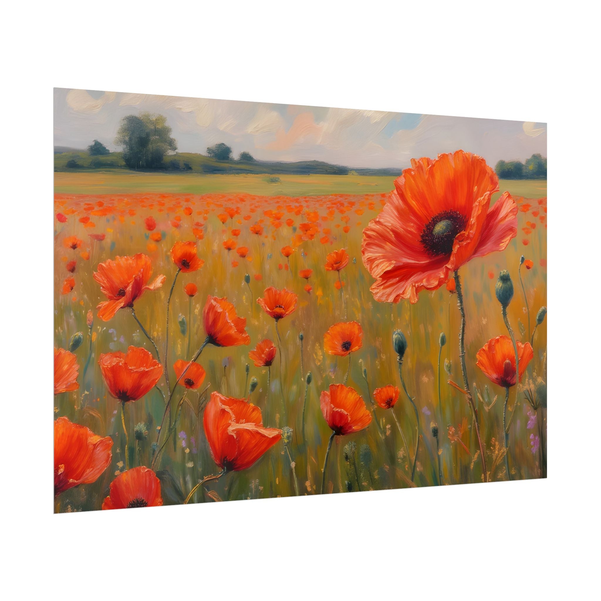 Poppy Field Art Poster - Rolled Floral Wall Print for Home & Office