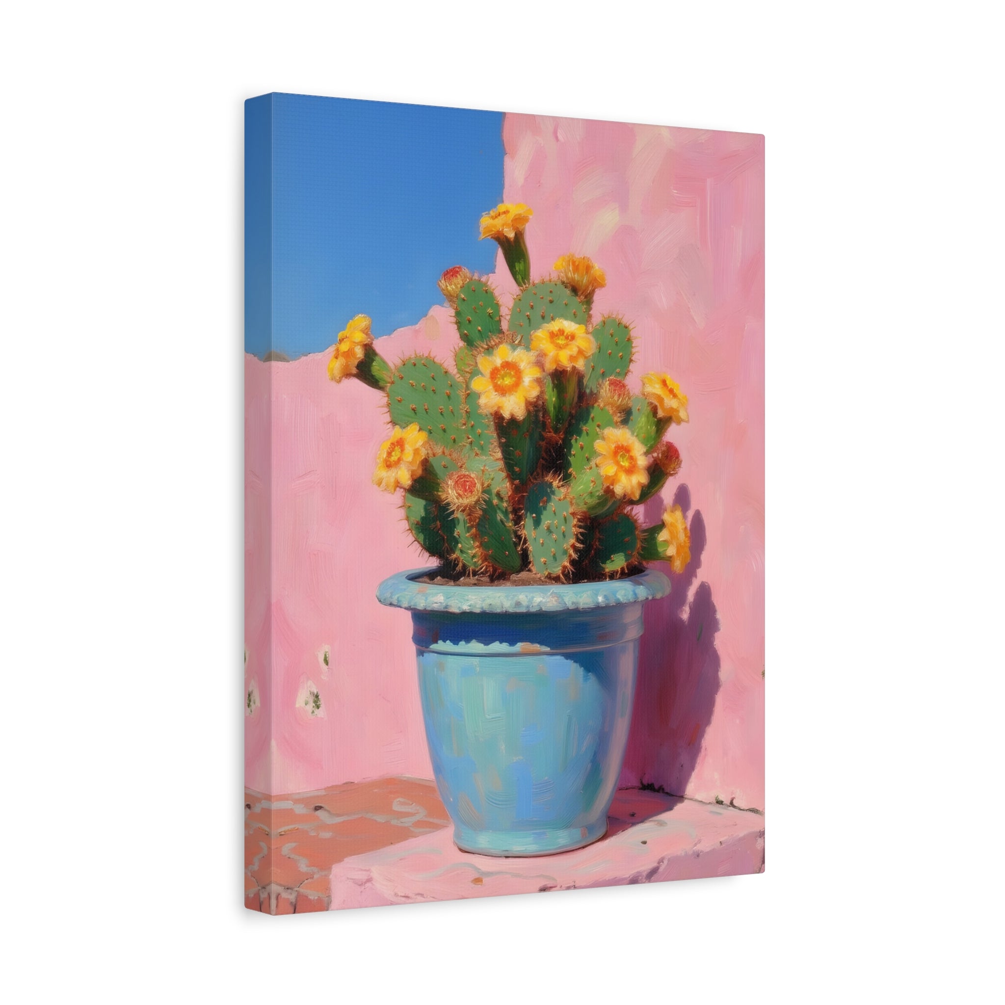 Cactus Roze Muurdecoratie - Gespannen Canvas 