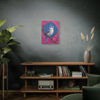 Blue jay on a holly branch Wall Art - Stretched Canvas