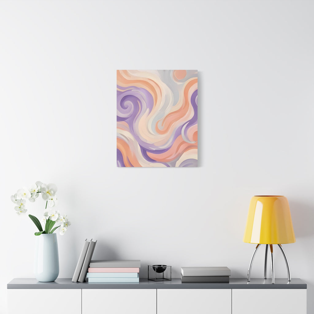 Abstract Swirl Matte Canvas Wall Art - Pastel Waves Stretched Print