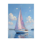 Segelboot auf ruhigem Wasser mit rosa Akzenten - Poster 
