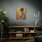 Asian Floral Lady Wall Art - Stretched Canvas