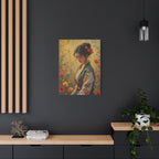 Asiatische Blumen-Dame, matte Leinwand-Wandkunst