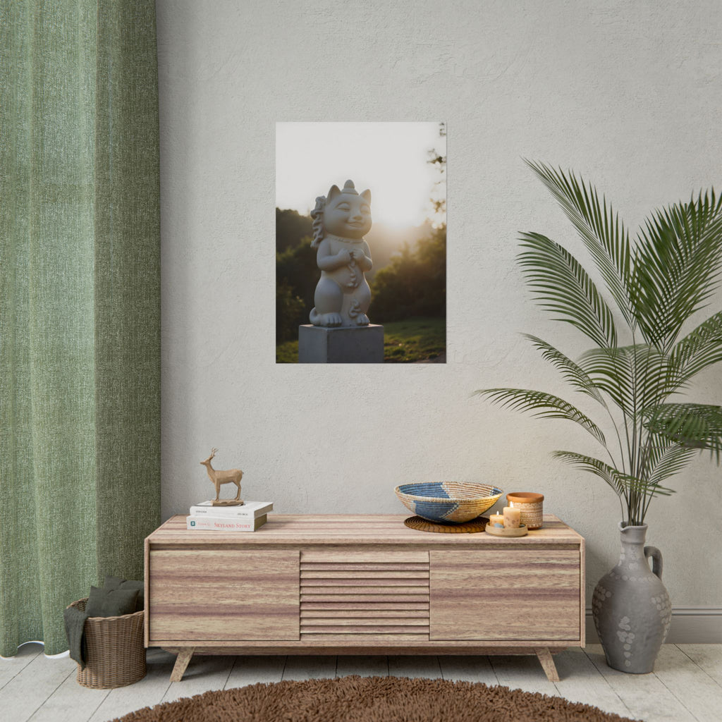 Zonovergoten gelukskat muurdecoratie - Poster 