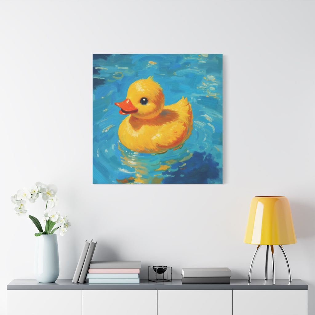 Rubber Duck Painting Canvas — Bright Yellow Nursery Wall Art
