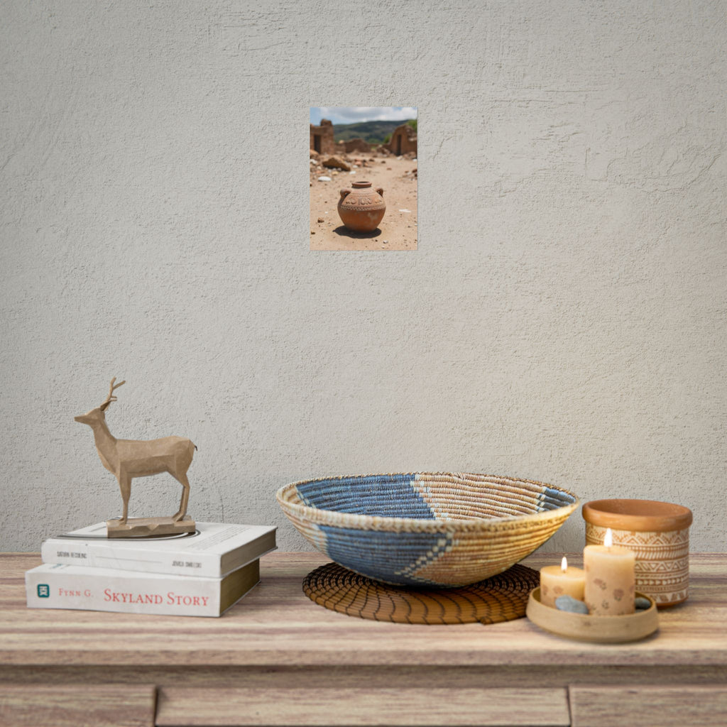 Rustieke terracotta bloempotwoestijnposter - opgerolde fotoafdruk