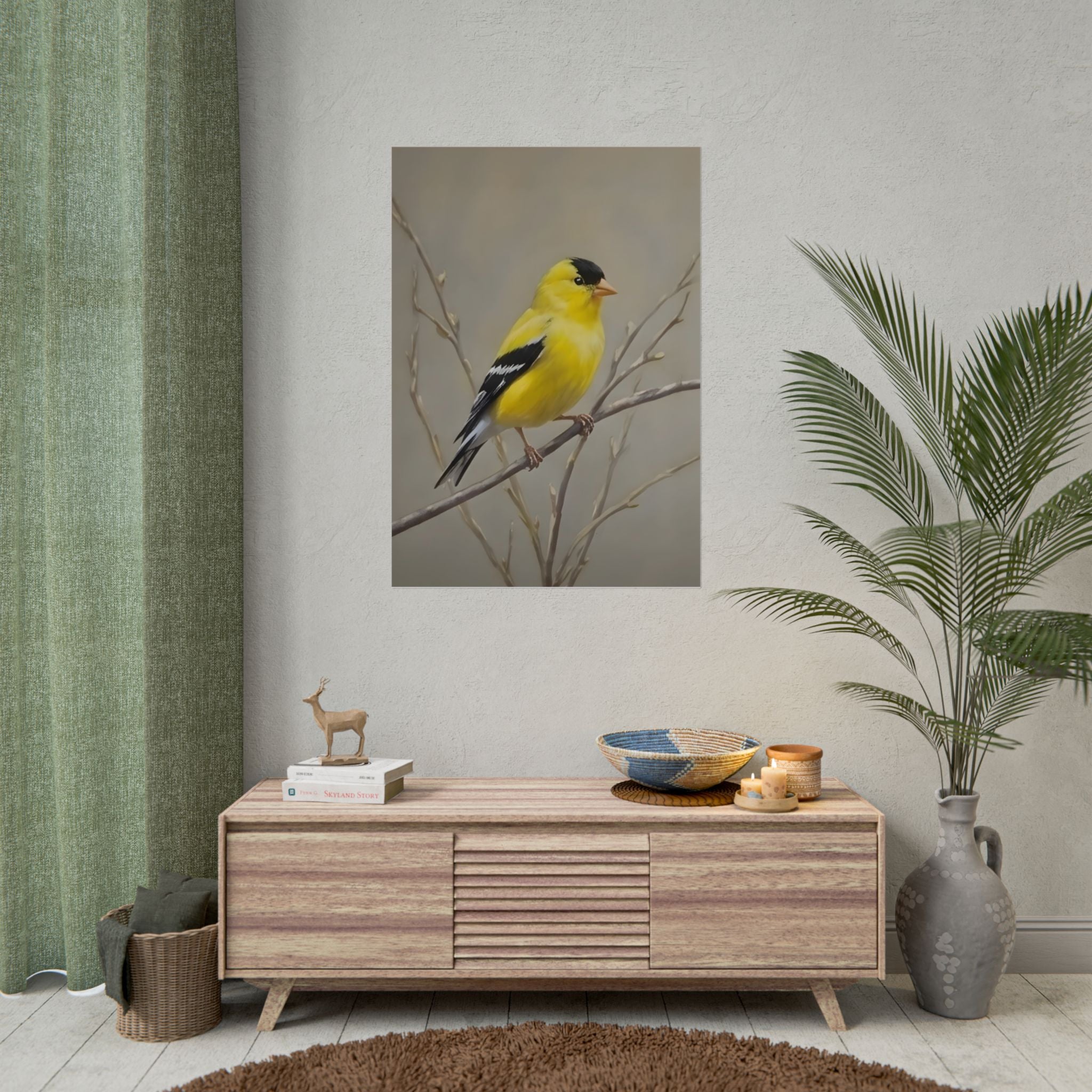 Goldfinch Art Poster - Yellow Songbird Print for Nature Lovers