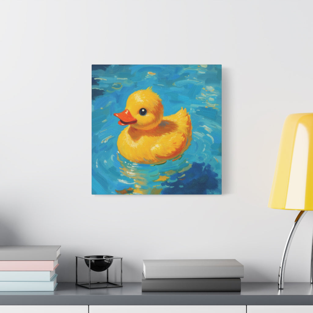 Rubber Duck Painting Canvas — Bright Yellow Nursery Wall Art