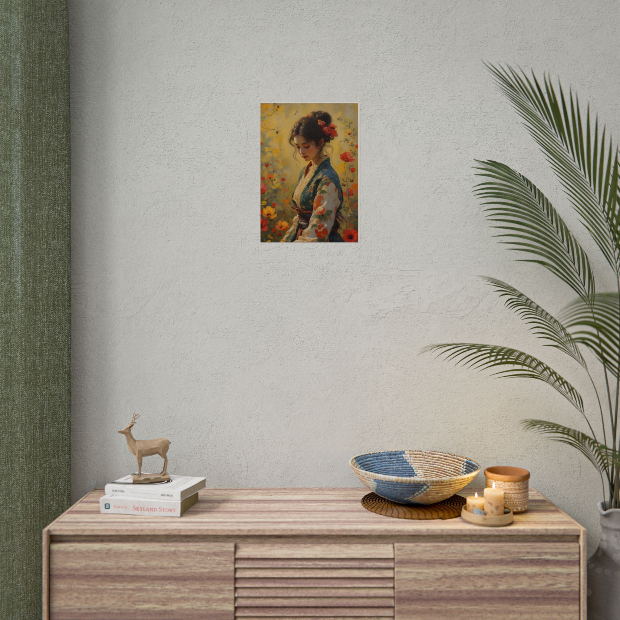 Asian Floral Lady Wall Art - Poster