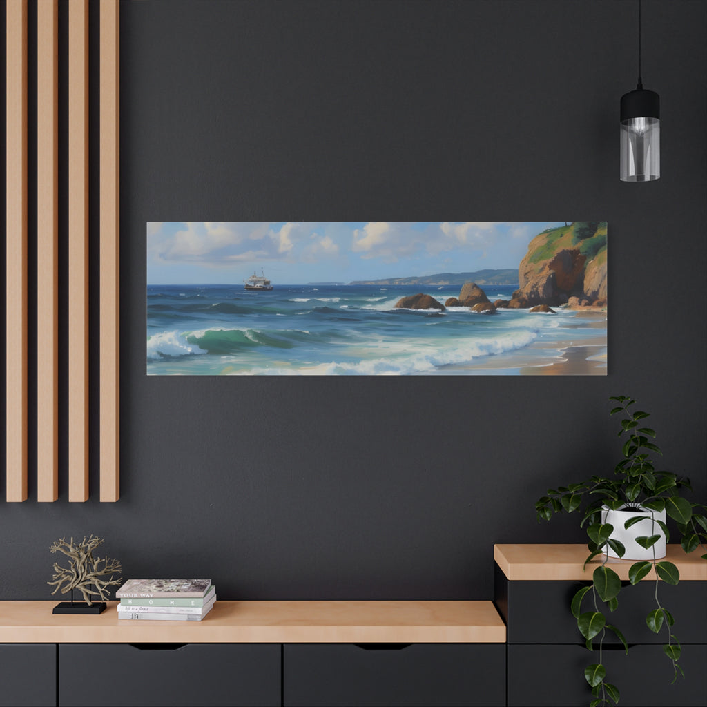 Seaside Beach Canvas Print — Coastal Landscape Matte Stretched Wall Art