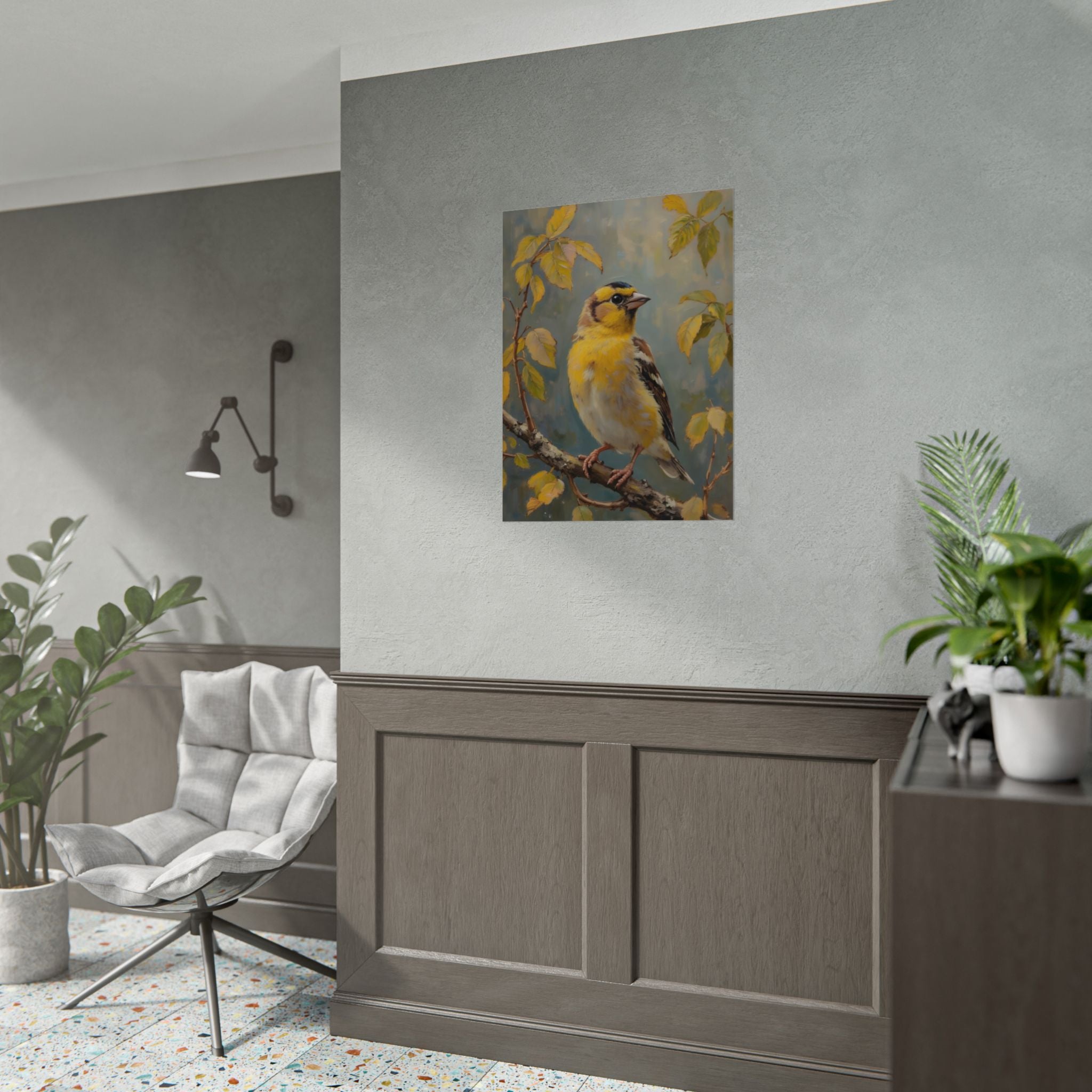 Goldfinch on a branch Wall Art - Poster
