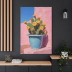 Cactus Roze Muurdecoratie - Gespannen Canvas 