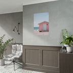Roze strandhuisje als muurdecoratie - Poster 