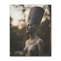 Bronzen standbeeld van Nefertiti als wanddecoratie - Egyptische beeldhouwkunst - Fotografie - Koningin van Egypte - Opgespannen canvas 