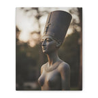 Bronzen standbeeld van Nefertiti als wanddecoratie - Egyptische beeldhouwkunst - Fotografie - Koningin van Egypte - Opgespannen canvas 