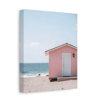 Pink Beach Cottage  Wall Art - Stretched Canvas