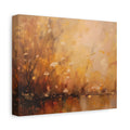 Abstracte muurdecoratie met gouden weidemotief - opgespannen canvas 
