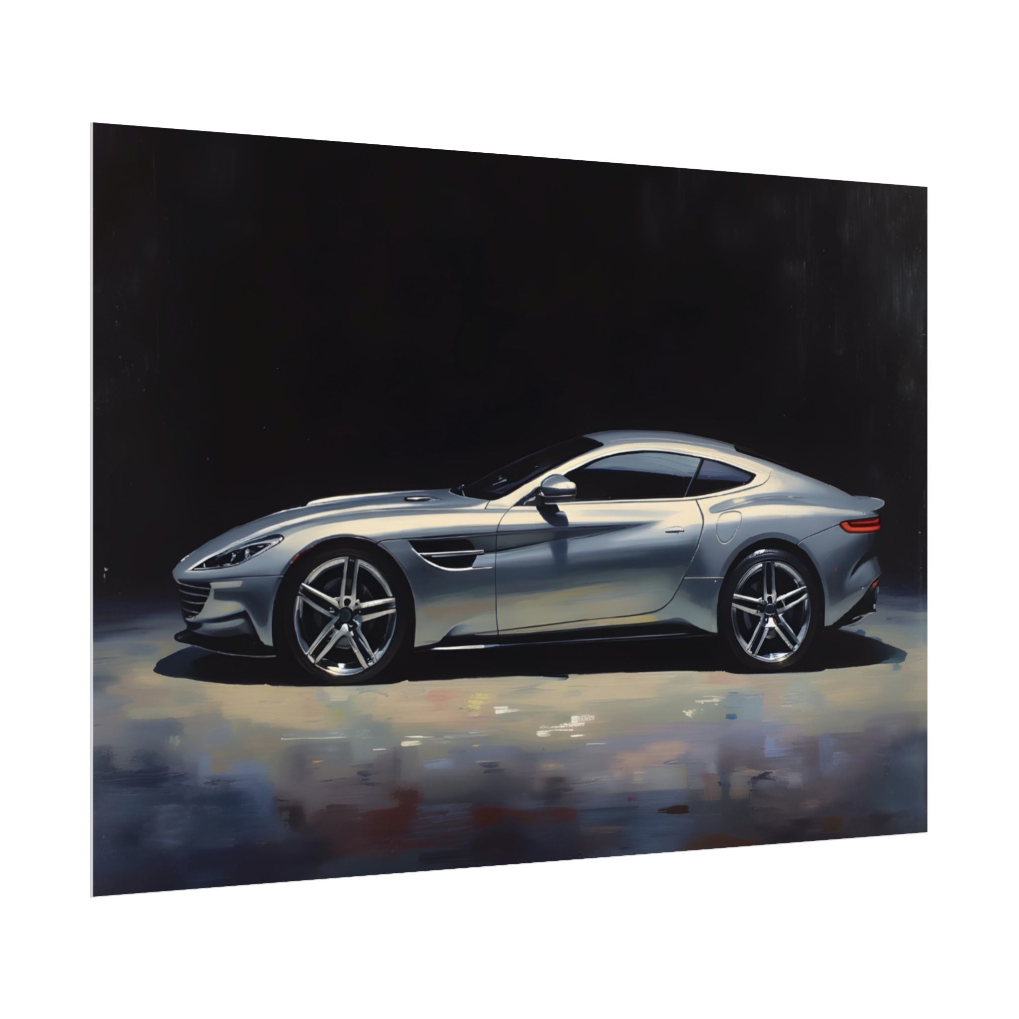 Sports Car Poster - Silver GT Automotive Art Print (Rolled Poster)