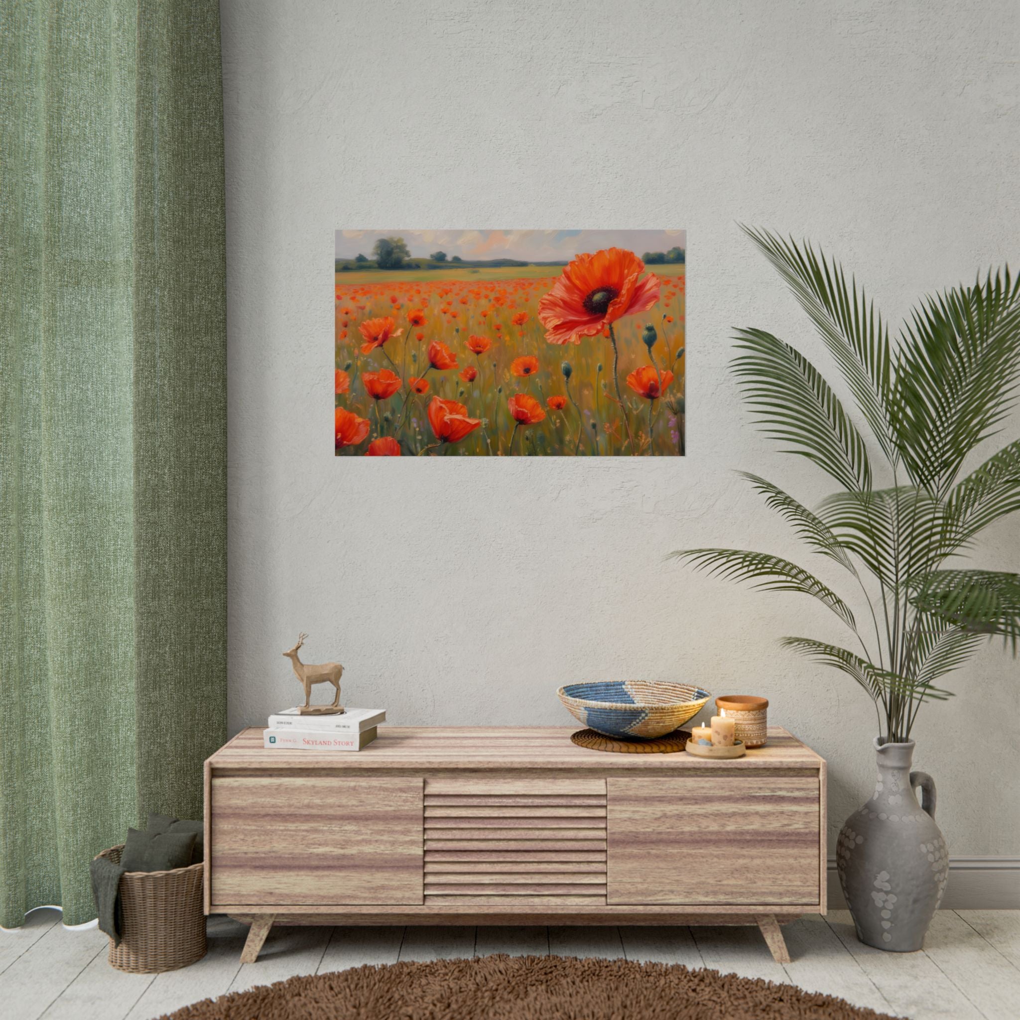 Poppy Field Art Poster - Rolled Floral Wall Print for Home & Office