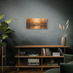 Autumn at the lake with rowboats Wall Art - Stretched Canvas
