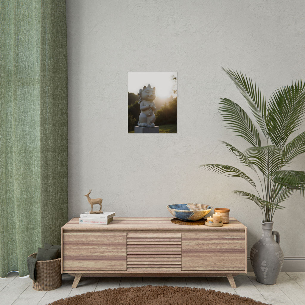 Zonovergoten gelukskat muurdecoratie - Poster 