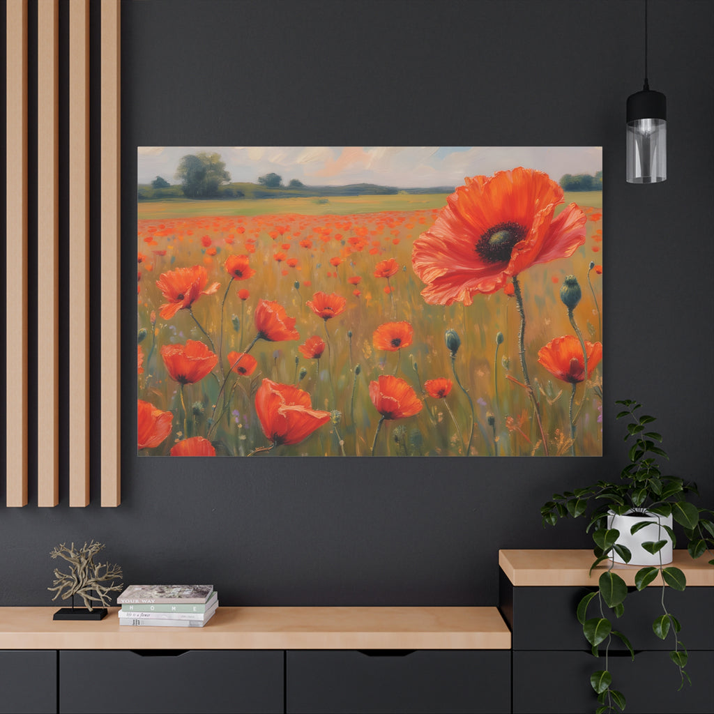 Poppy Field Canvas Wall Art — Matte Stretched Floral Painting