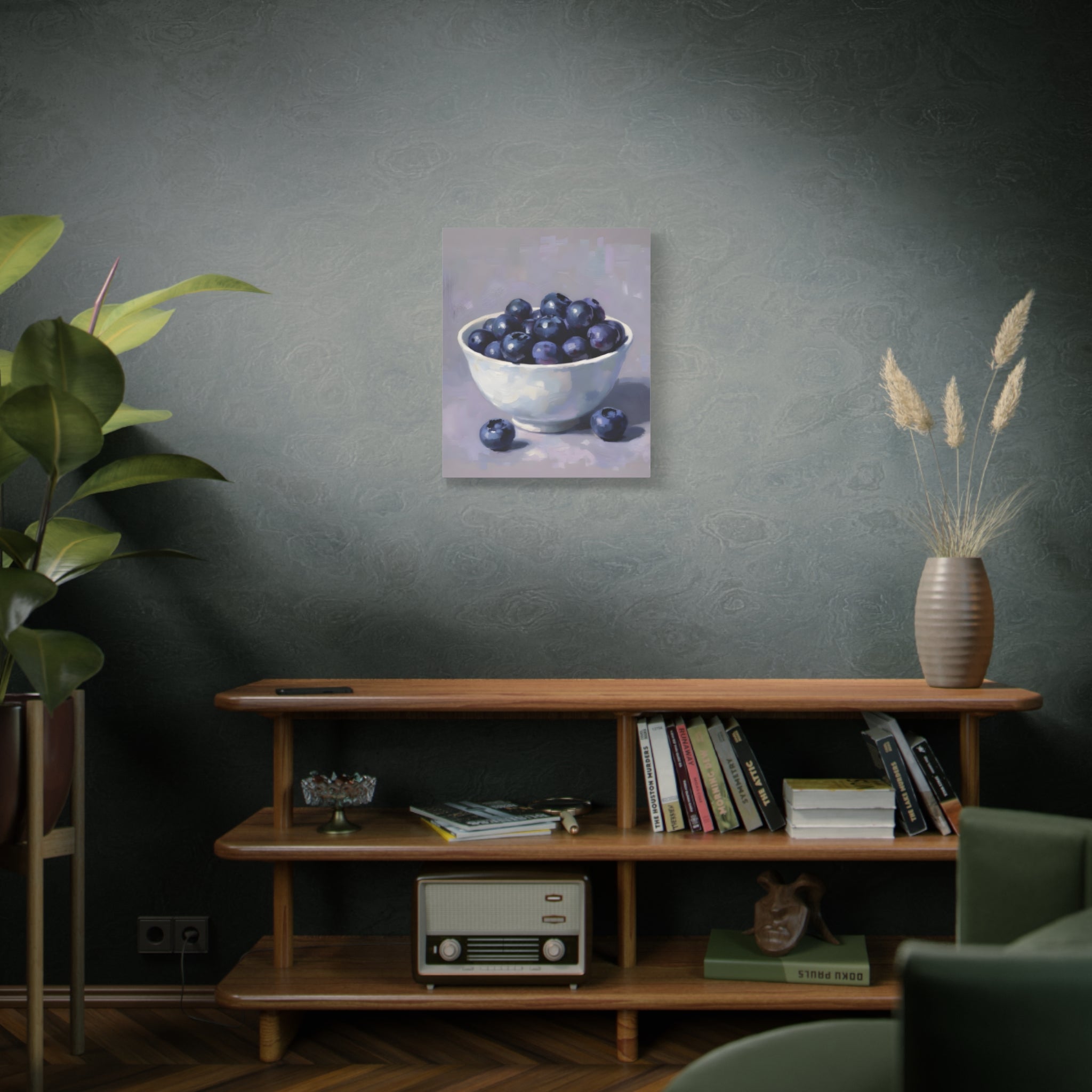 Blueberry Bowl Canvas Print — Still Life Wall Art